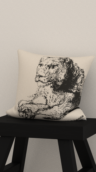 Cushion Cover Lion Beige-Black 50x50cm