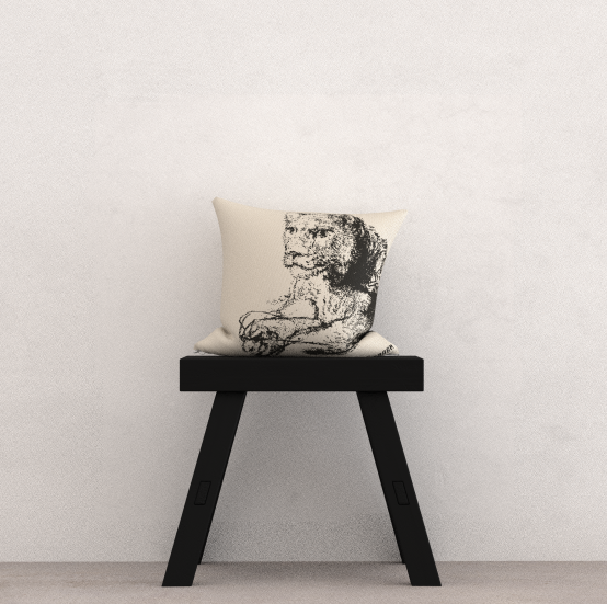 Cushion Cover Lion Beige-Black 50x50cm