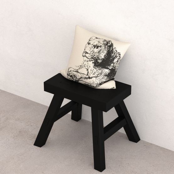 Cushion Cover Lion Beige-Black 50x50cm