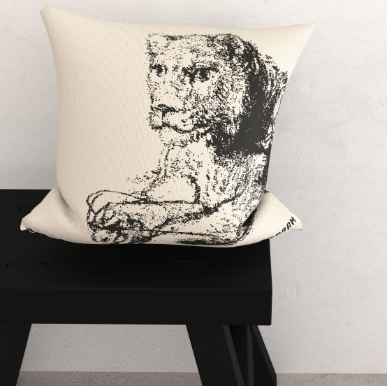 Cushion Cover Lion Beige-Black 50x50cm