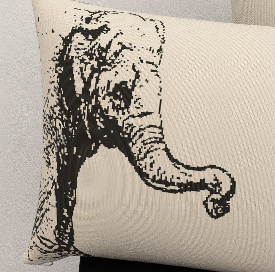 Cushion Cover Elefant Beige-Black