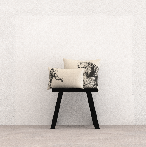 Cushion Cover Elefant Beige-Black