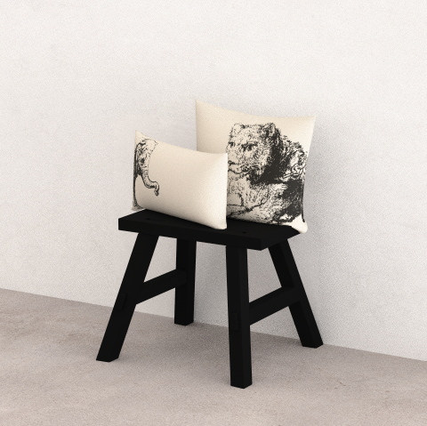 Cushion Cover Elefant Beige-Black